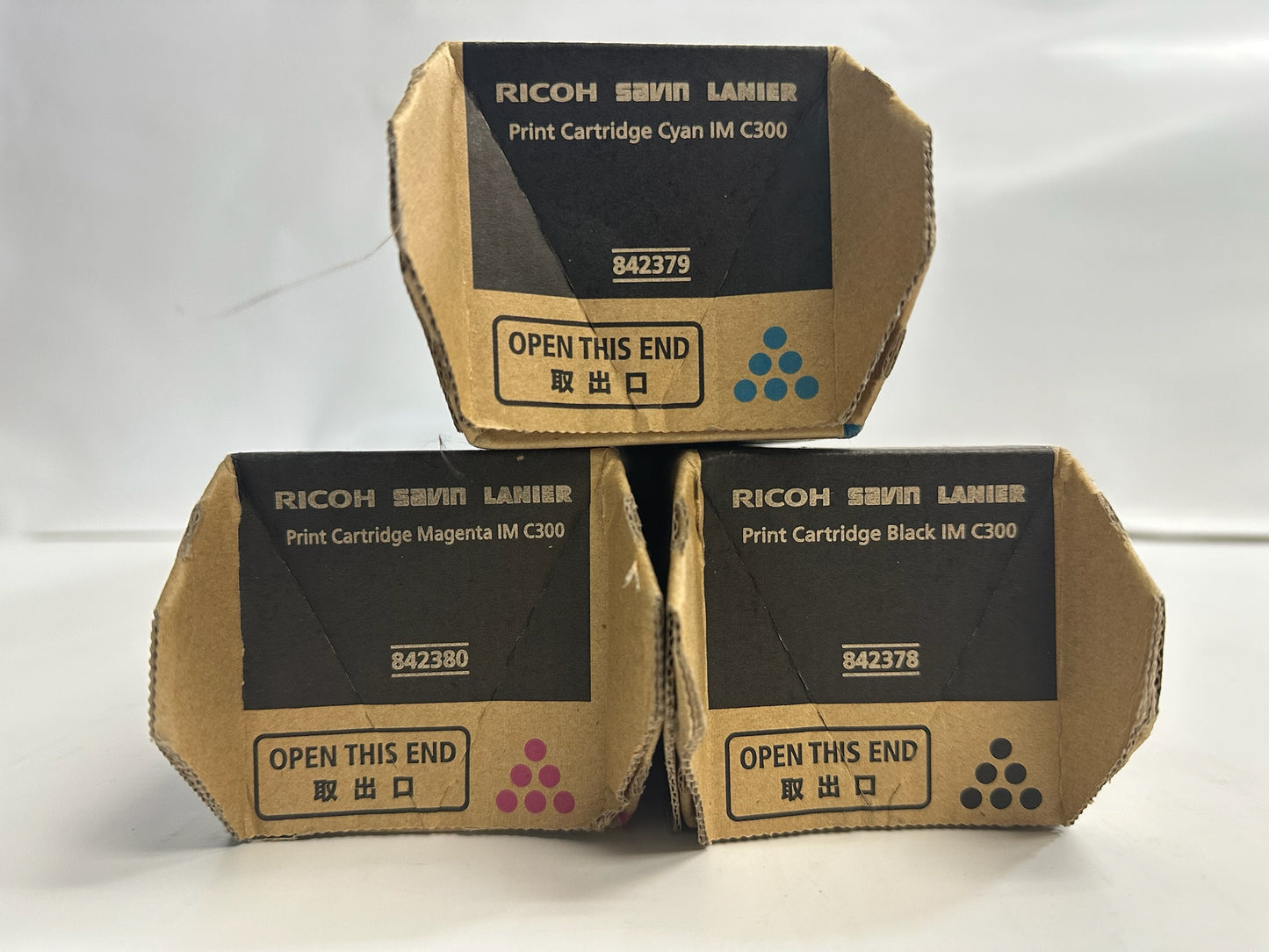 3 New Genuine Ricoh IM C300, C400 CMK Toners 842378,842379,842380 (No Yellow)