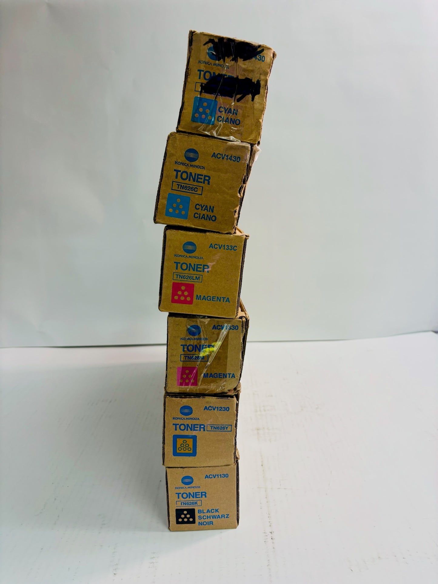 6 Genuine Konica BH C450i,C550i,C650i Cyan, Mag, Yellow & Black Toner TN626 CMYK