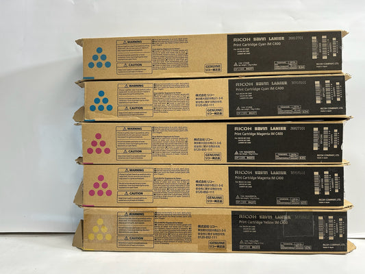 5 Genuine Ricoh IM C400 CCMMY Toners 842371, 842372, 842373 (No Black)