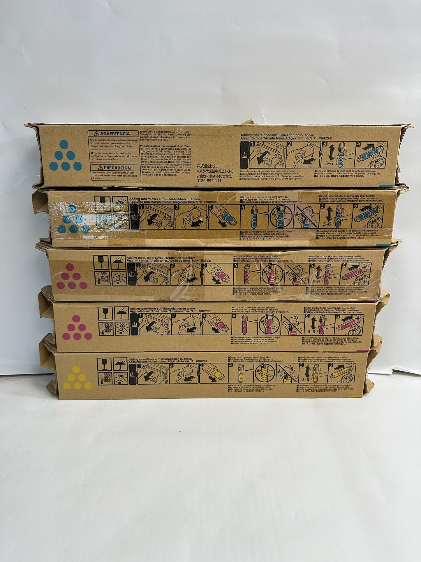 5 Genuine Ricoh IM C400 CCMMY Toners 842371, 842372, 842373 (No Black)