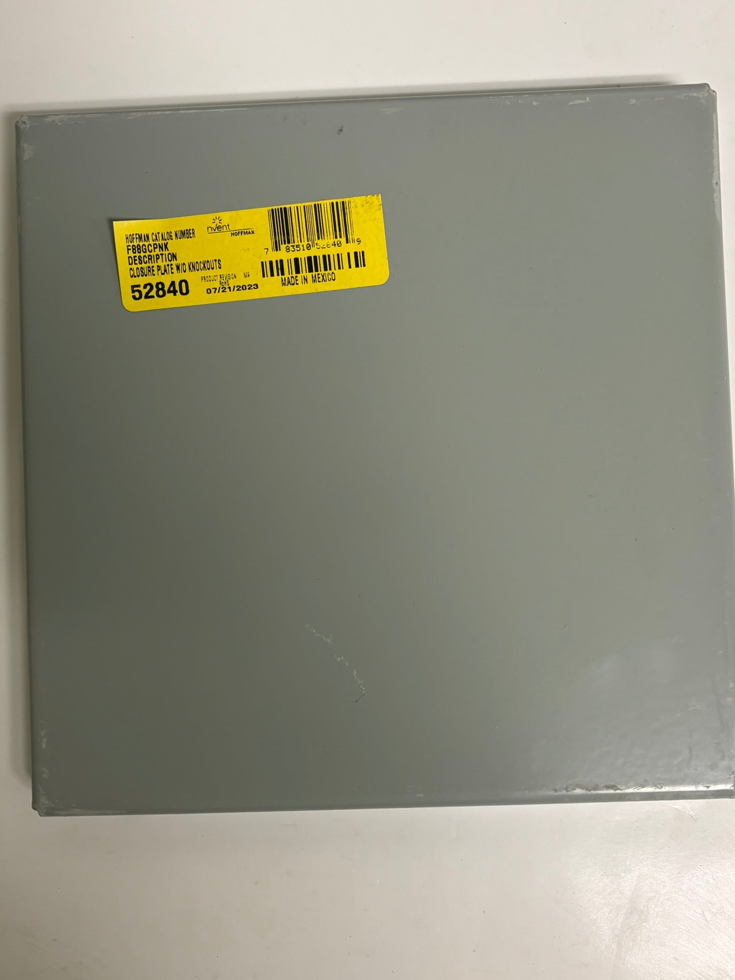 4 PK nVent HOFFMAN F88GCPNK 8"x8" NEMA 1 Wireway Closure Plate, Gray Painted Steel