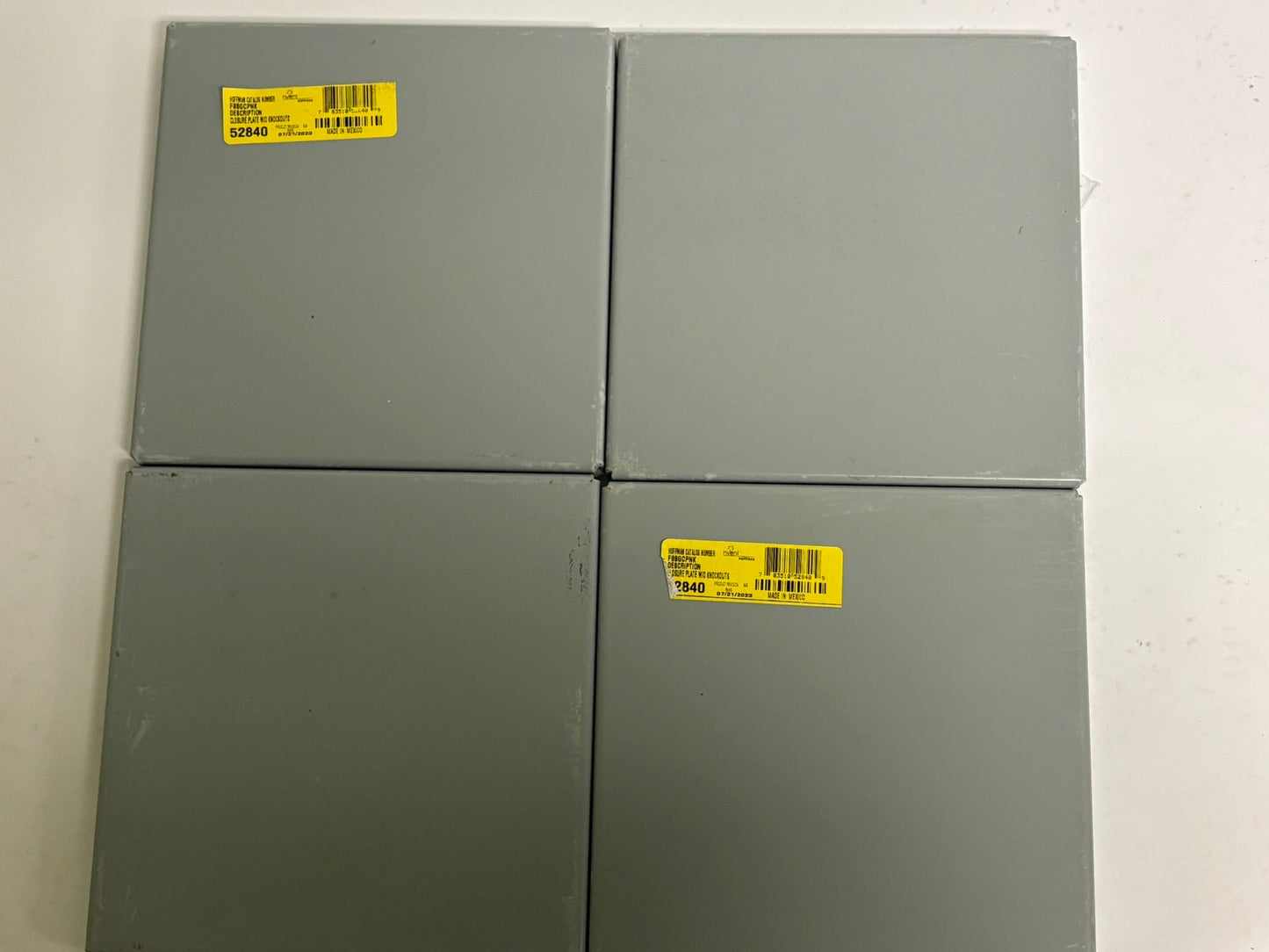 4 PK nVent HOFFMAN F88GCPNK 8"x8" NEMA 1 Wireway Closure Plate, Gray Painted Steel