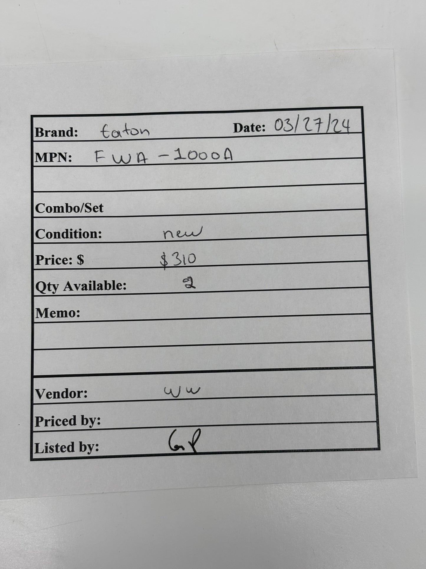Eaton FWA-1000A Bussman Semiconductor Fuse (No Box)