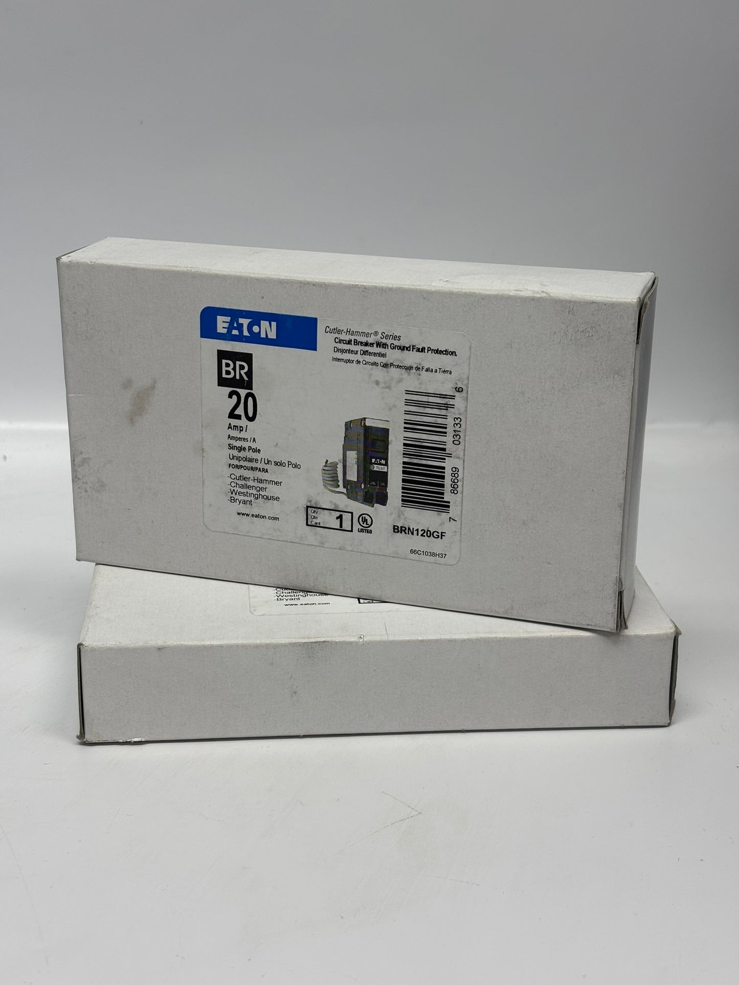 2-Pack Eaton BRN120GF Cutler-Hammer Series Circuit Breaker with Ground Fault Protection