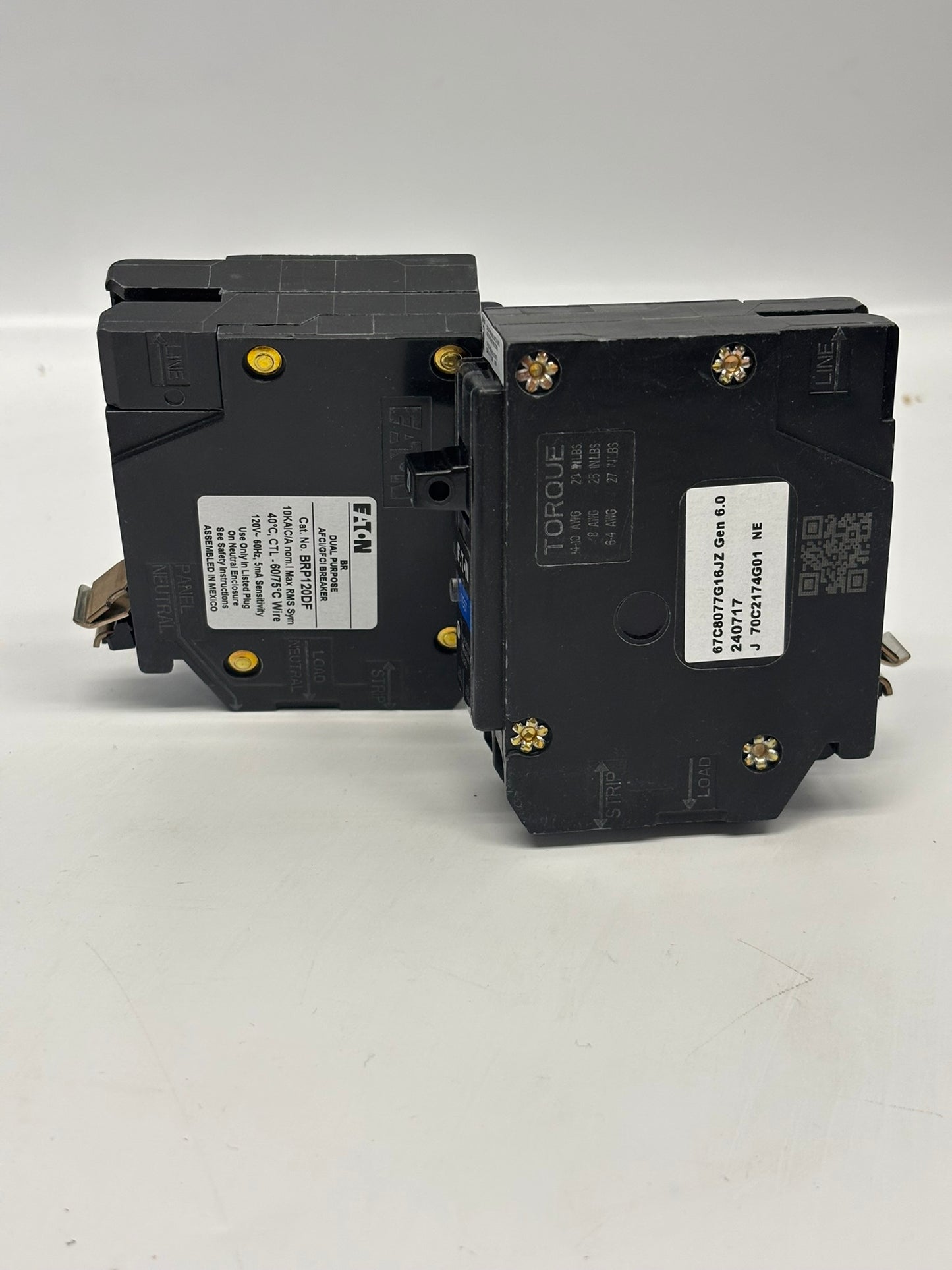 2 Pack Eaton BRP120DF BR Plug On Neutral LoadCenter Circuit Breaker with Arc Fault & Ground Fault Protection