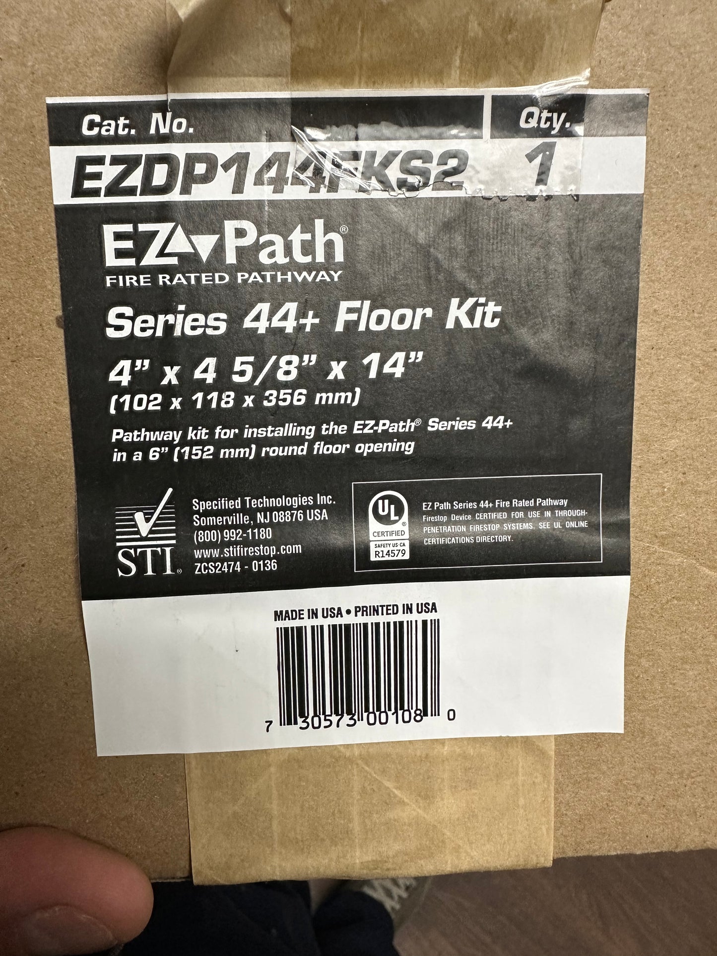 EZ PATH EZDP144FKS2 Fire Barrier Pathway, Orange, 4" x 4 5/8" x 14" + Pathway kit