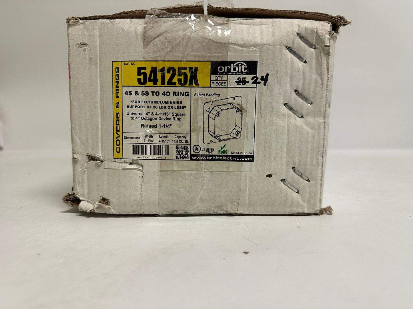24 PK Orbit 54125X Adjustable Steel Plaster Ring for 4" Square Boxes