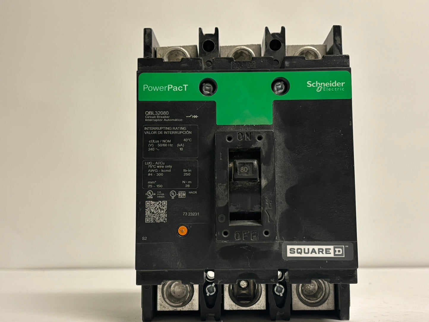 Square D QBL32080 80A 3-Pole 240V Thermal-Magnetic Circuit Breaker