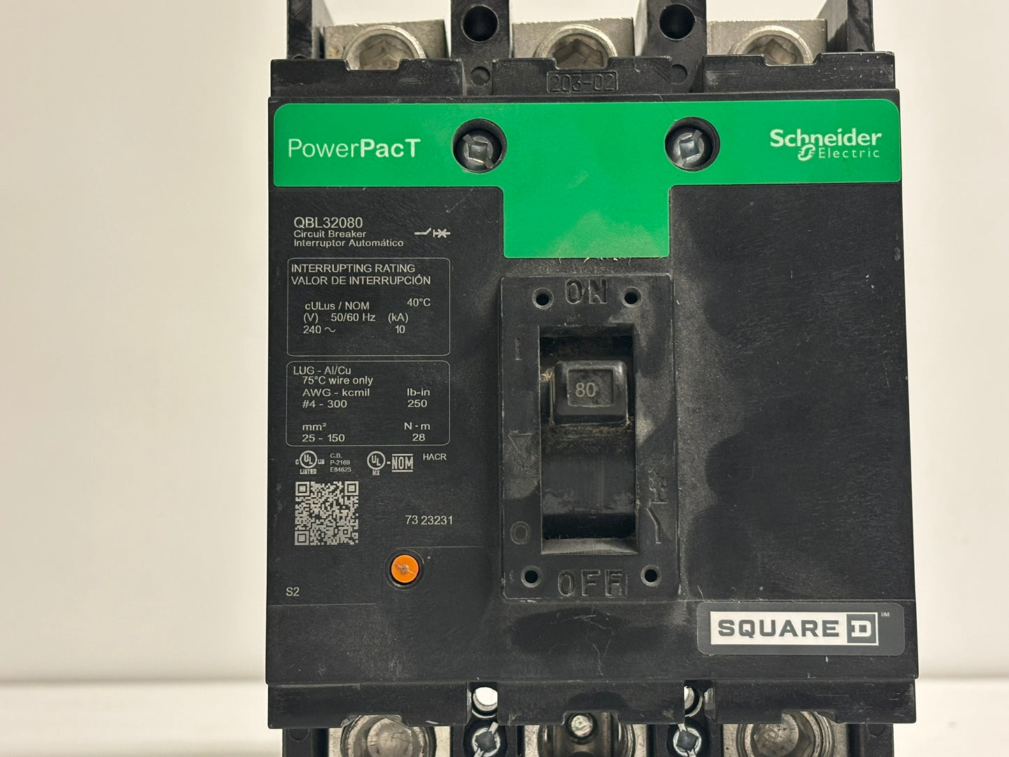 Square D QBL32080 80A 3-Pole 240V Thermal-Magnetic Circuit Breaker