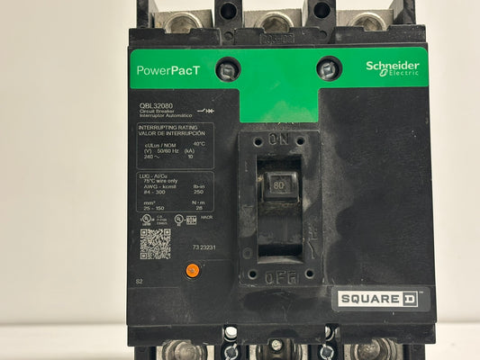 Square D QBL32080 80A 3-Pole 240V Thermal-Magnetic Circuit Breaker