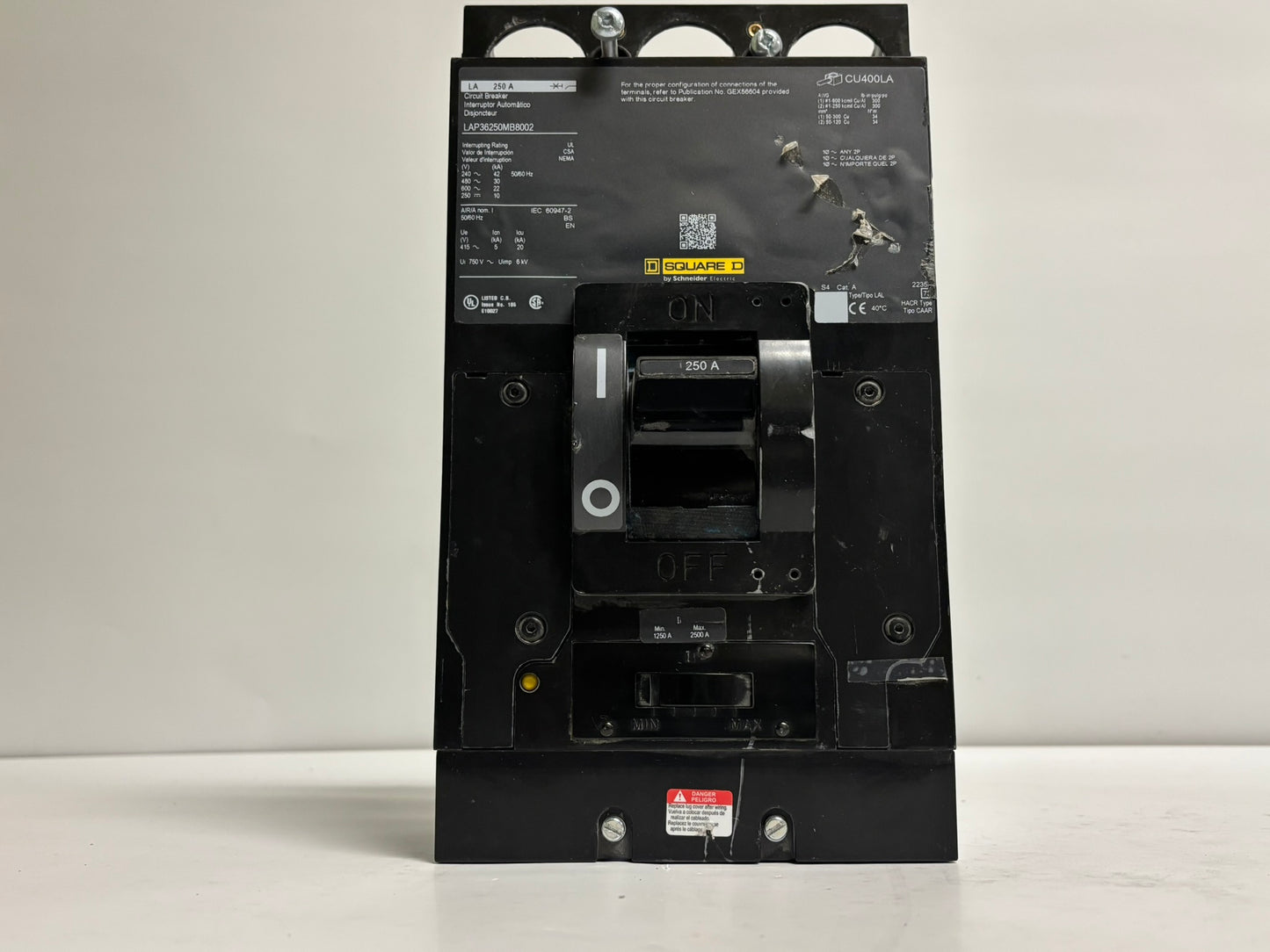 Square D LAP36250MB8002 250A 3-Pole 600V L-Frame Circuit Breaker Unit Mount