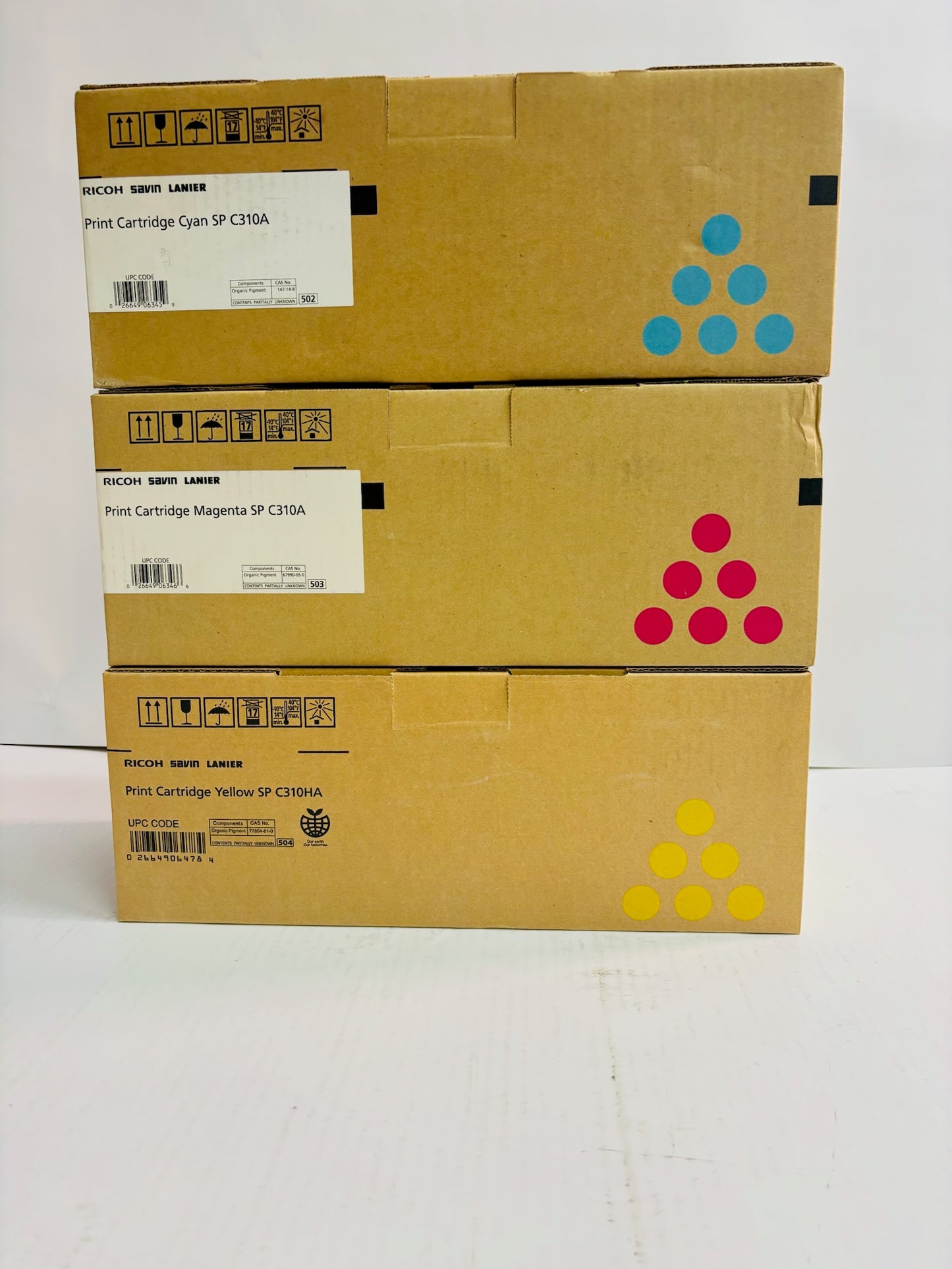 3 OEM Ricoh Aficio SP C231N,C231SF Cyan, Mag, Yellow Toner 406478,345,346 CMY
