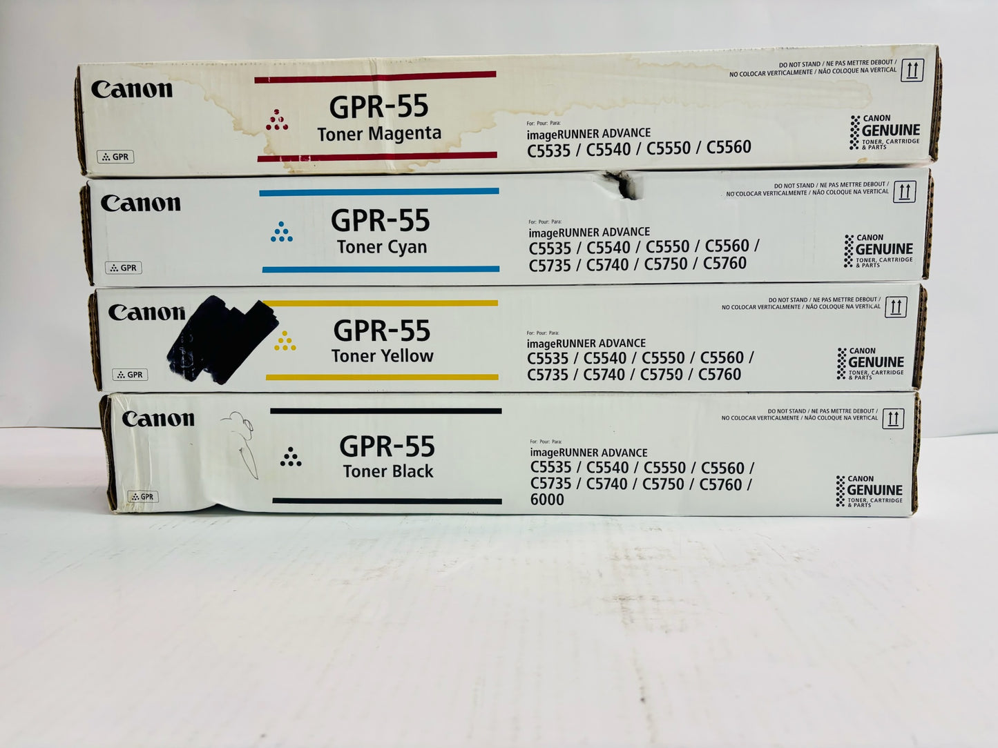 4 OEM Canon iRA C5535i,C5535i II Cyan Magenta, Yellow & Black Toner GPR-55 CMYK