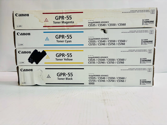 4 OEM Canon iRA C5535i,C5535i II Cyan Magenta, Yellow & Black Toner GPR-55 CMYK