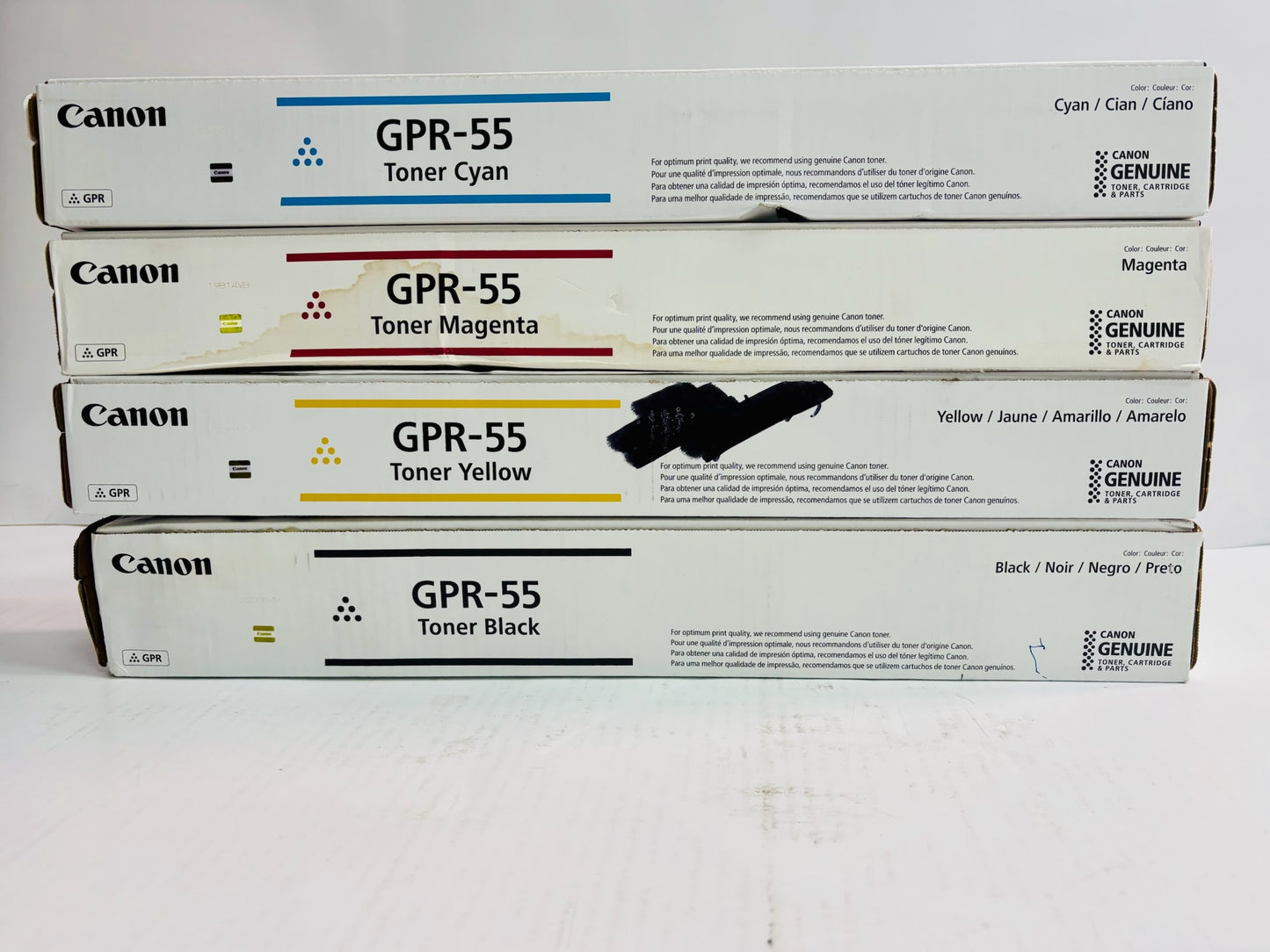 4 OEM Canon iRA C5535i,C5535i II Cyan Magenta, Yellow & Black Toner GPR-55 CMYK