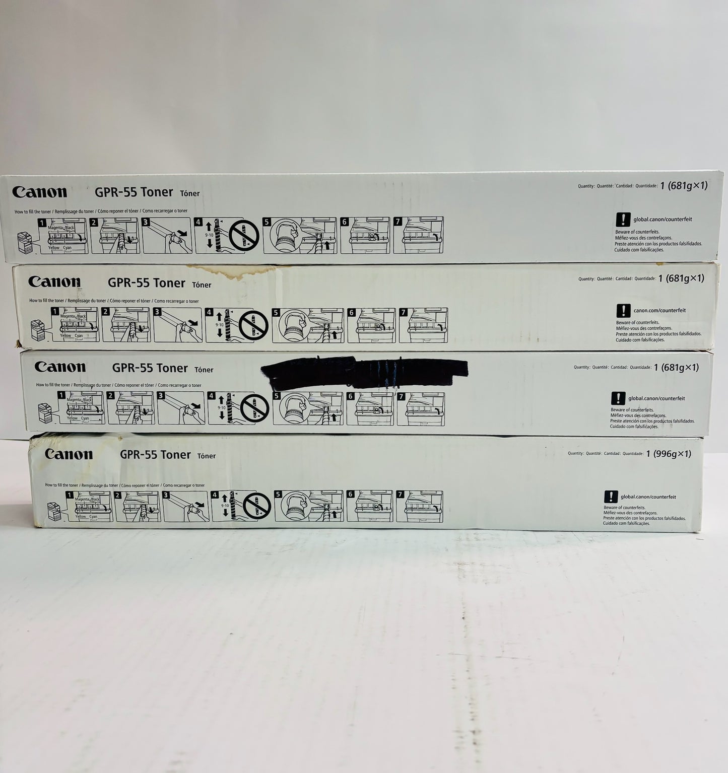 4 OEM Canon iRA C5535i,C5535i II Cyan Magenta, Yellow & Black Toner GPR-55 CMYK