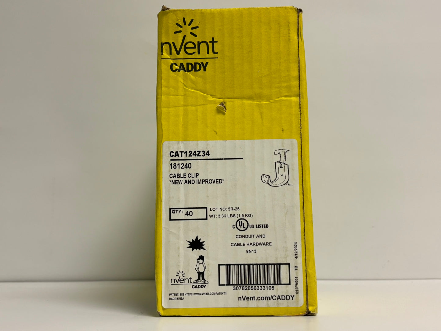 40 PK nVent CADDY CAT124Z34 3/4" J-Hook with 4Z34 Clip for Cable Support