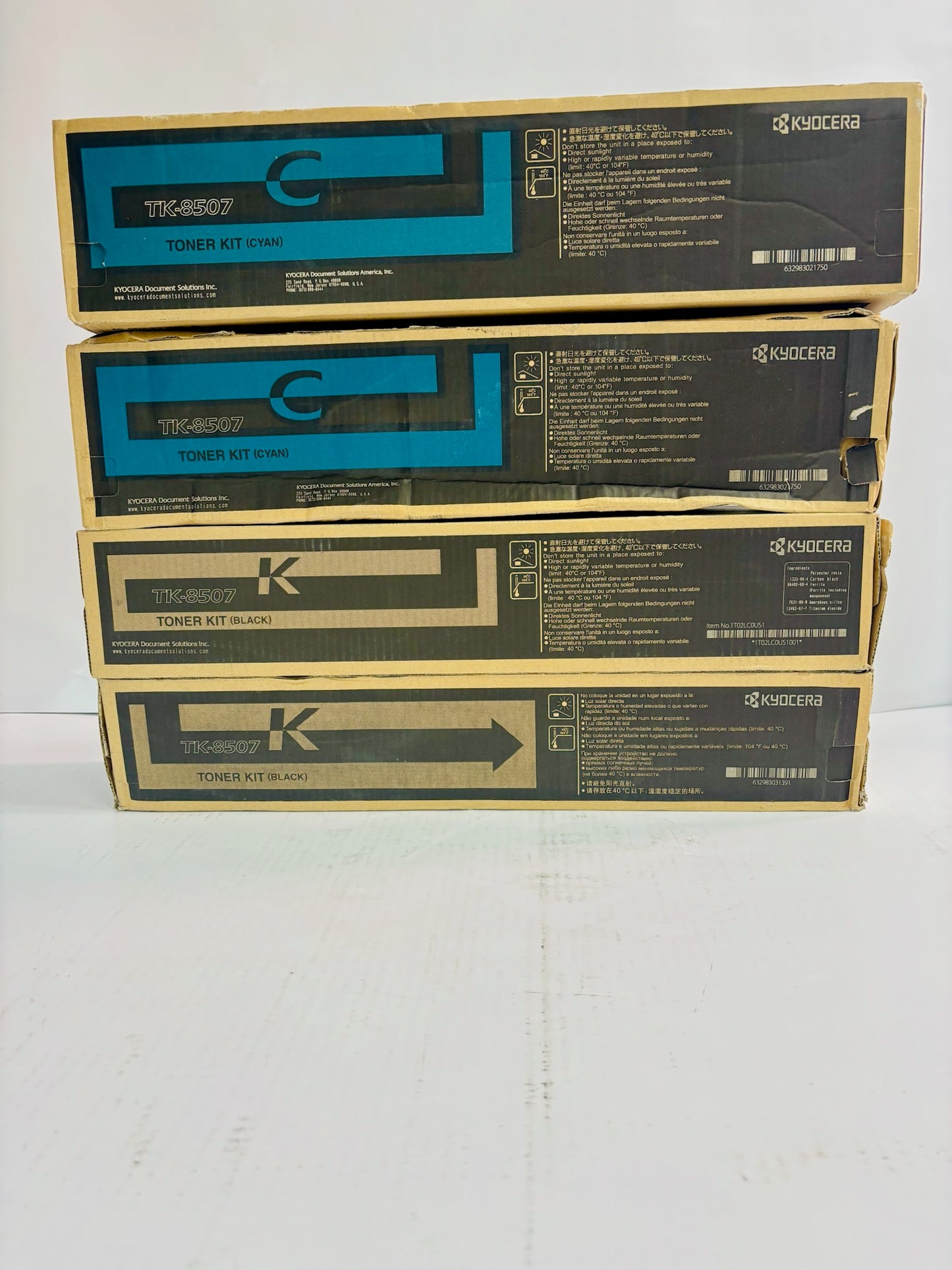 4 Genuine Kyocera TASKalfa 4550ci, 4551ci Cyan & Black Toner TK-8507 CK