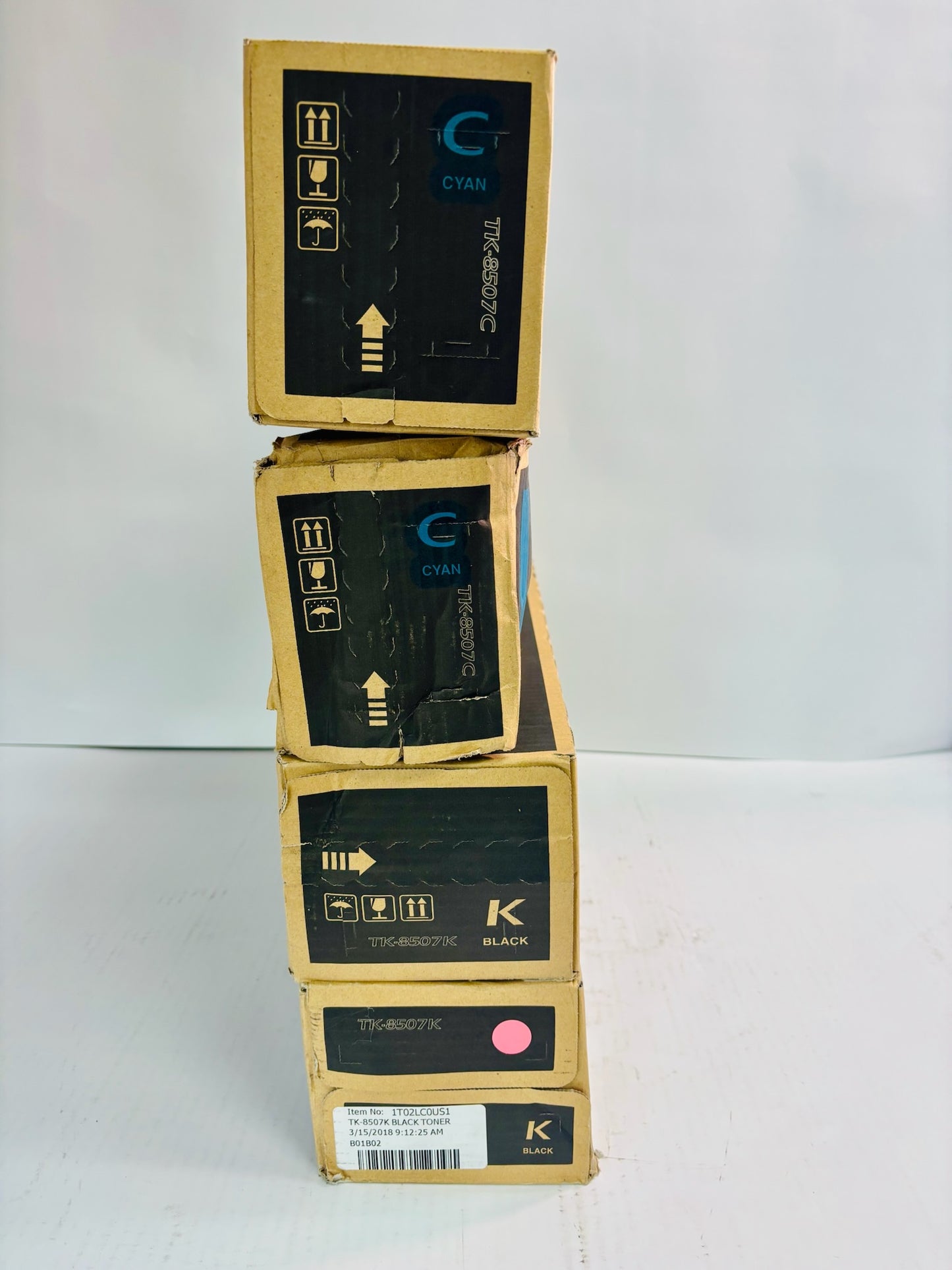 4 Genuine Kyocera TASKalfa 4550ci, 4551ci Cyan & Black Toner TK-8507 CK