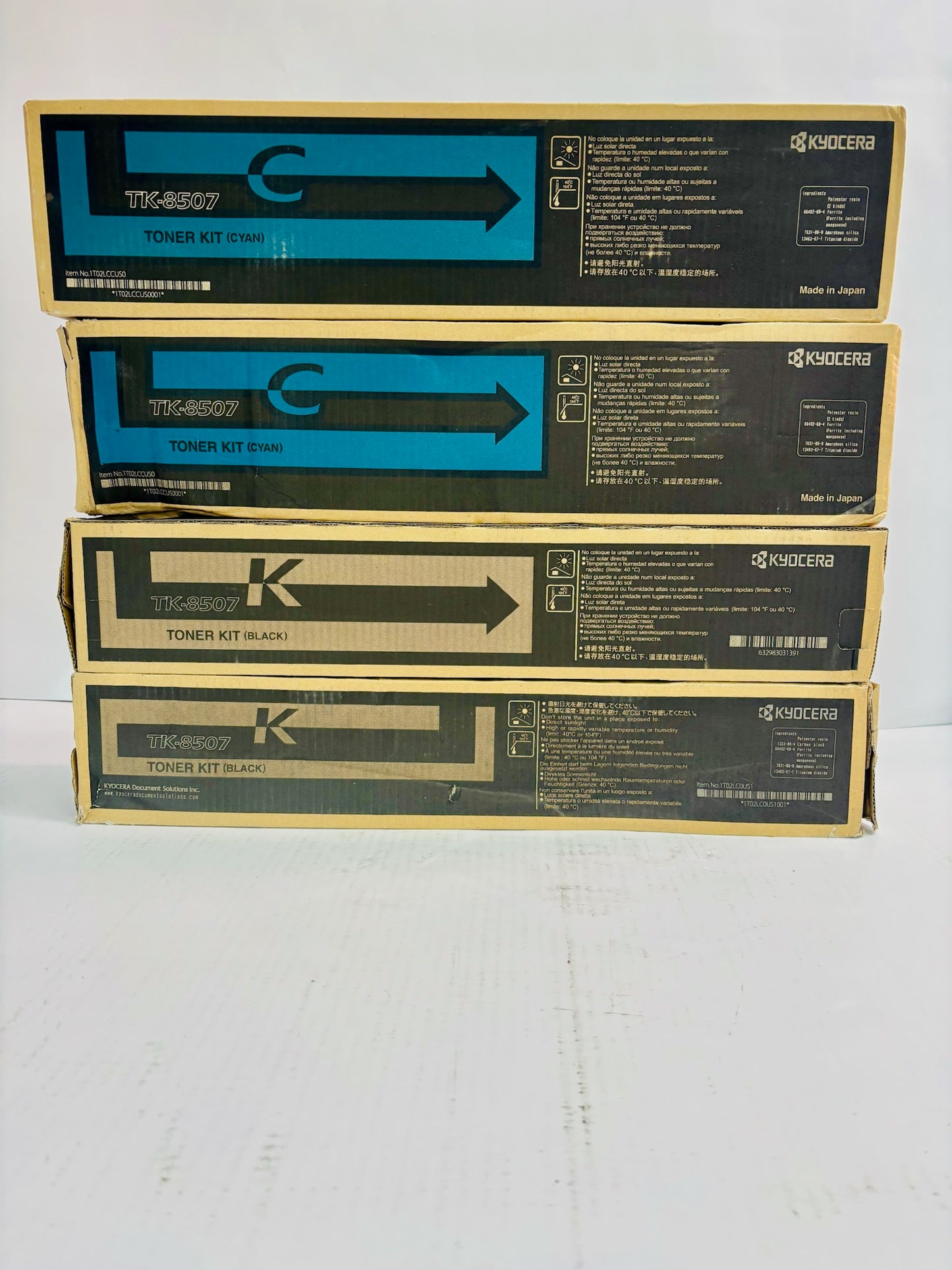 4 Genuine Kyocera TASKalfa 4550ci, 4551ci Cyan & Black Toner TK-8507 CK