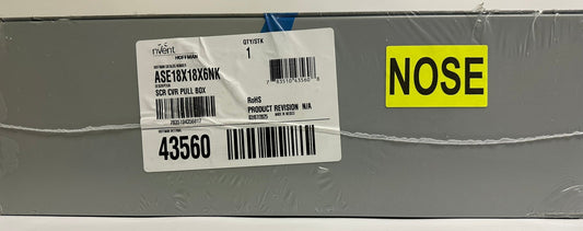 nVent Hoffman ASE18X18X6NK NEMA 1 Steel Screw-Cover Enclosure, 18"x18"x6"