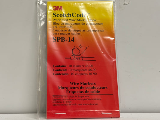 5 PK 3M ScotchCode SPB-14 Pre-Printed Wire Marker Book, Numbers 46–90