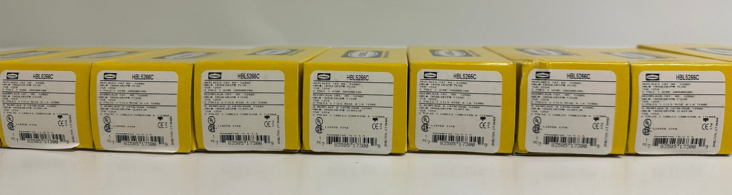 10 PK Hubbell HBL5266C 15A 125V NEMA 5-15P Plug, Black Nylon, New in Box