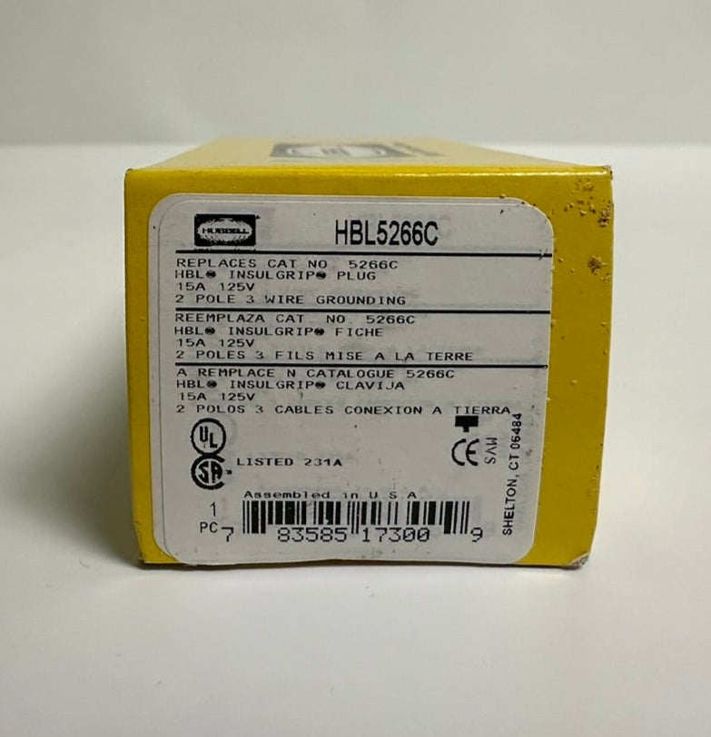 10 PK Hubbell HBL5266C 15A 125V NEMA 5-15P Plug, Black Nylon, New in Box