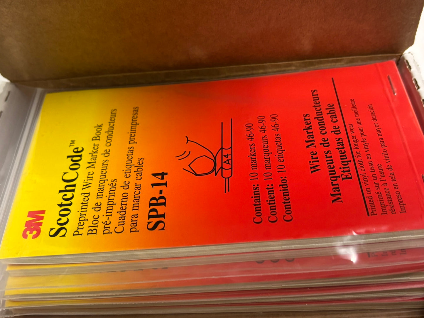 5 PK 3M ScotchCode SPB-14 Pre-Printed Wire Marker Book, Numbers 46–90