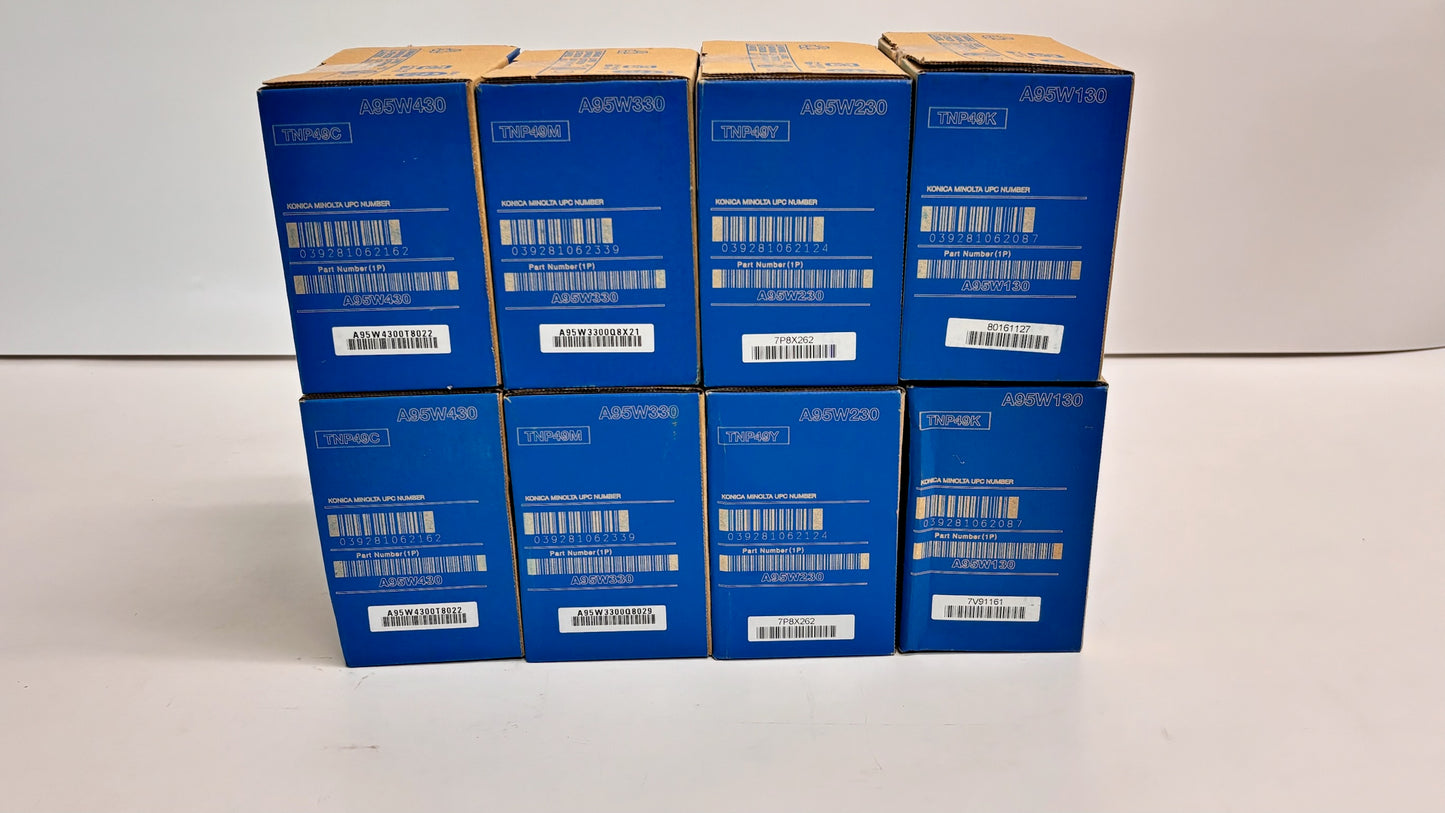 8 Genuine Konica Minolta C3851,C3351 TNP49 CMYK Toners TNP49CCMMYYKK