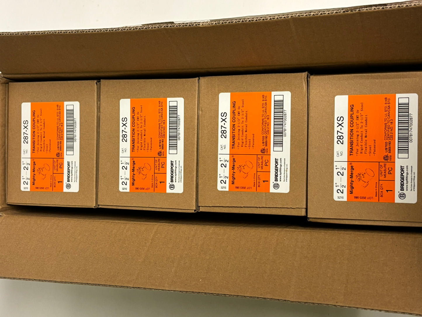 4 PK Bridgeport 287-XS Non-Insulated Transition Coupling for EMT to Flexible Conduit