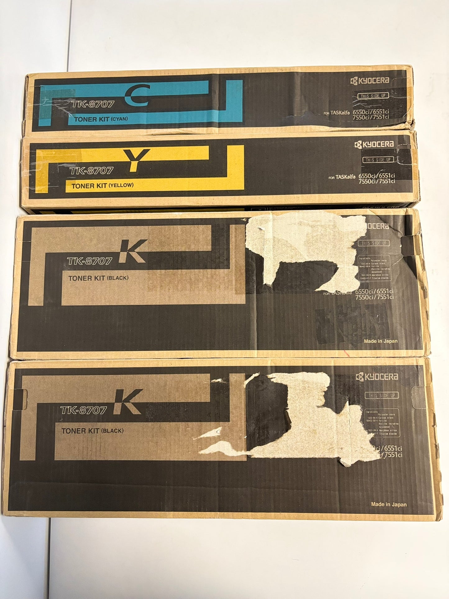 4 OEM Kyocera TASKalfa 6550ci/6551ci/7550ci/7551ci TK-8707 CYKK Toners