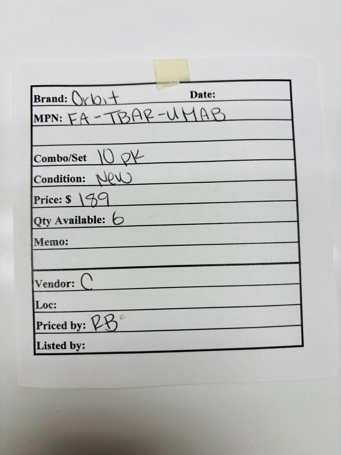 10 Pk Orbit FA-TBAR-UMAB Adjustable Fire Alarm T-Bar Mounting Box