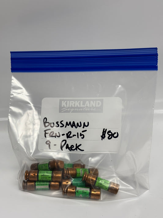 9-Pack Eaton FRN-R-15 Bussmann Fusetron Dual Element Time Delay Class RK5 Fuse, No Box