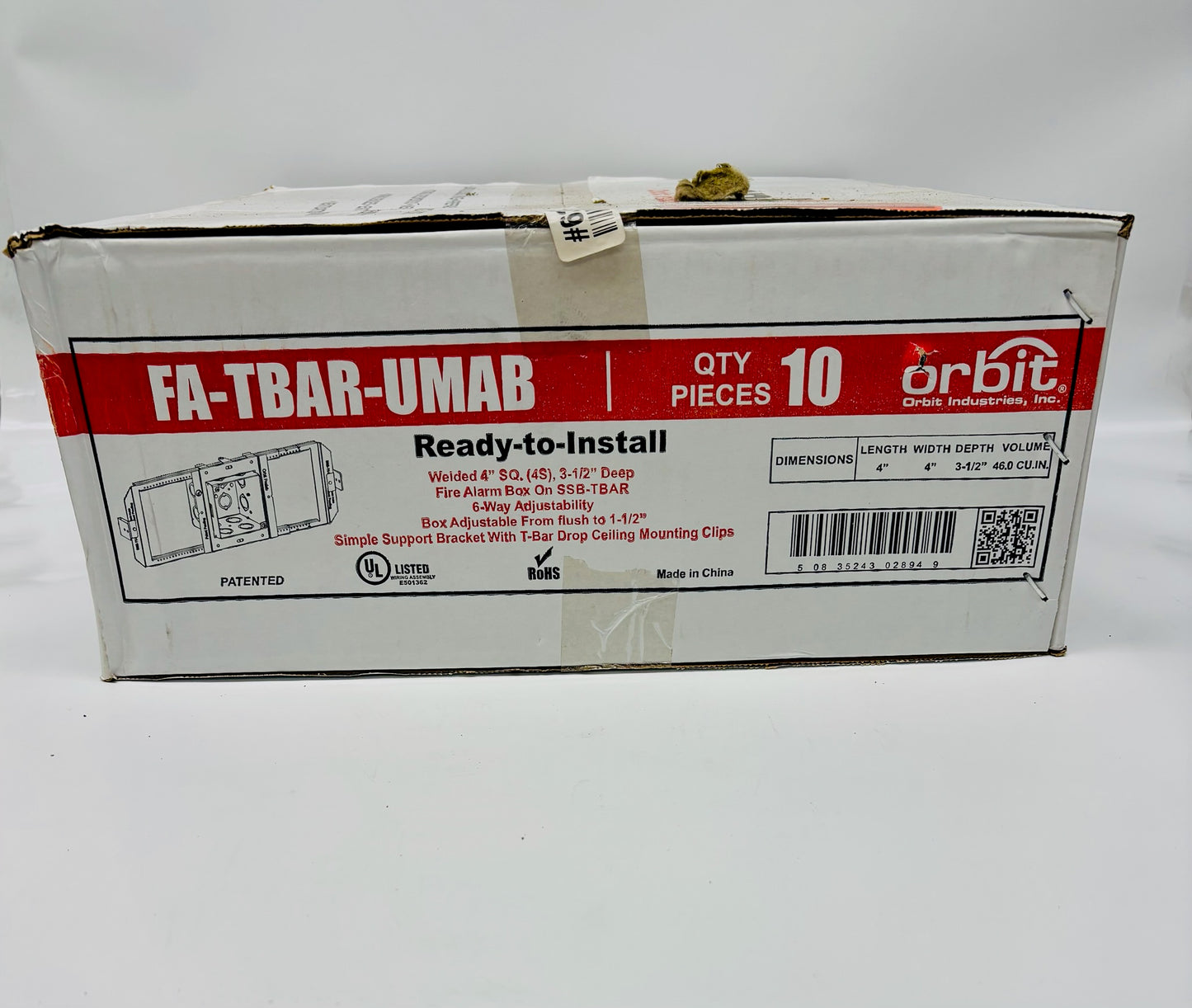 10 Pk Orbit FA-TBAR-UMAB Adjustable Fire Alarm T-Bar Mounting Box
