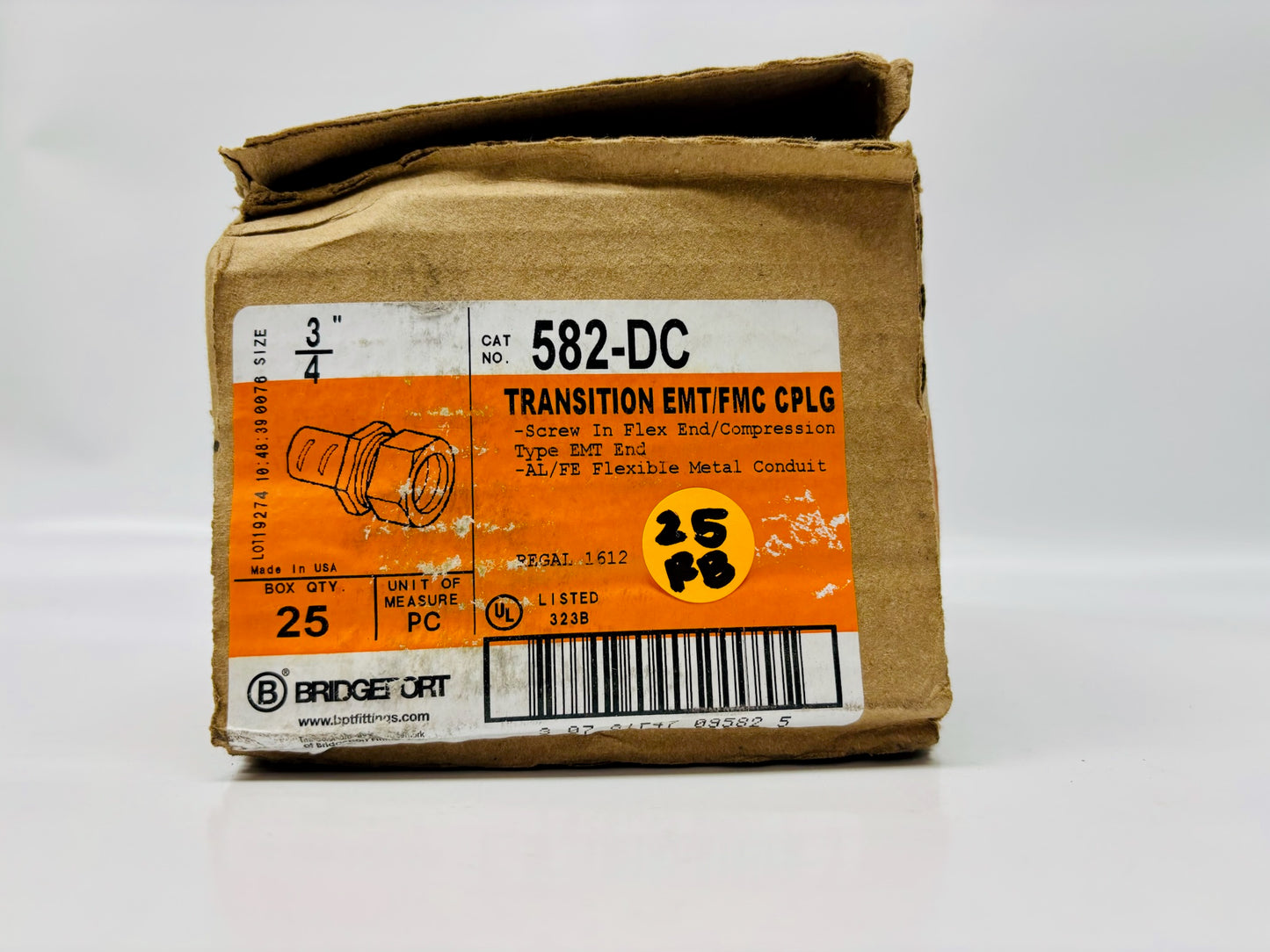 25 Pk Bridgeport 582-DC 3/4 Inch Conduit Combination Coupling