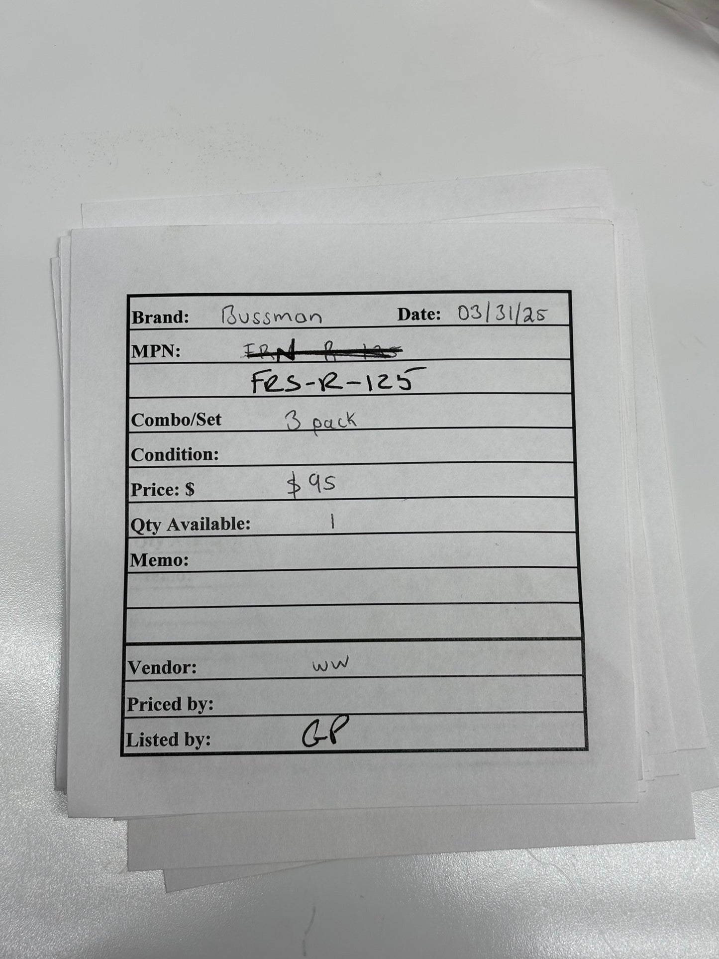 3-Pack Eaton FRN-R-125 Bussmann Fusetron Class RK5 Fuses