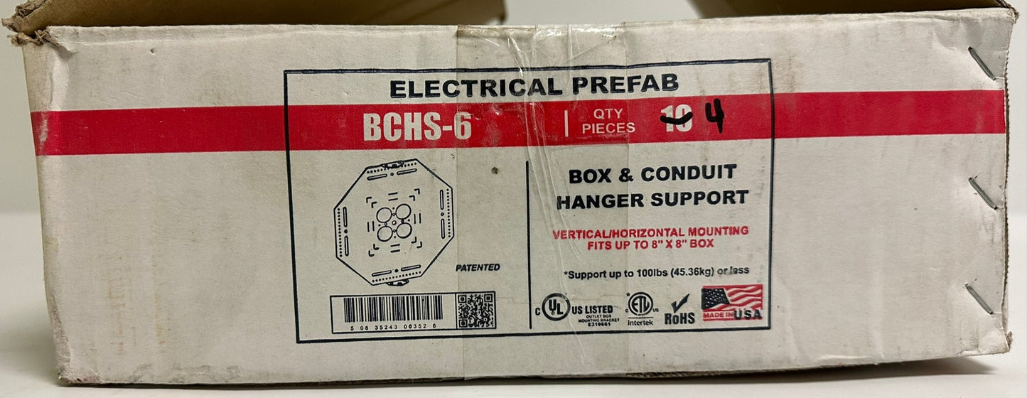 4 PK Orbit BCHS-6 Box & Conduit Hanger Support, 16-Gauge Steel, 100 lb Load