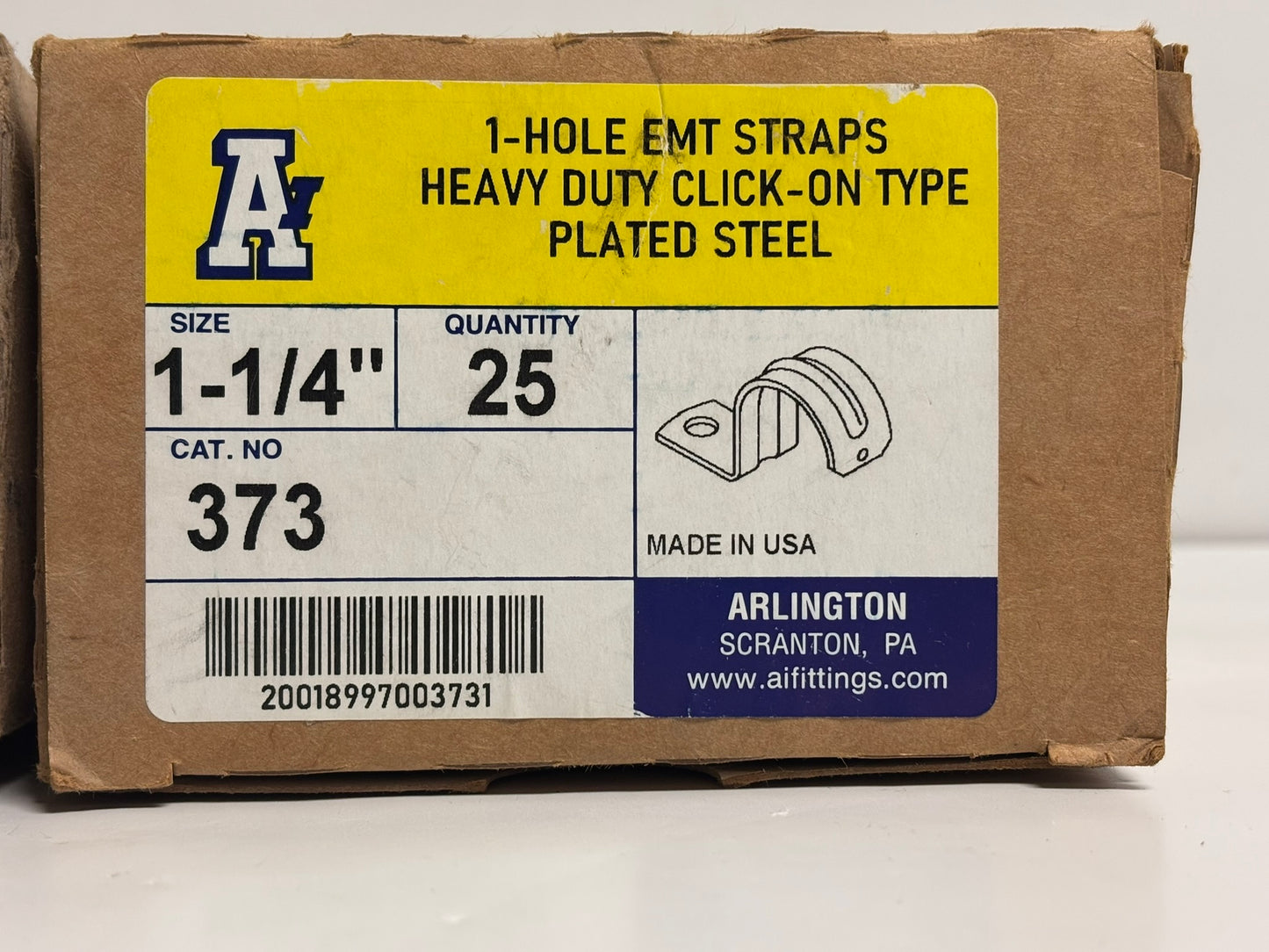 45 PK Arlington 373 Heavy-Duty 1-1/4" EMT Strap, Click-On Steel Type