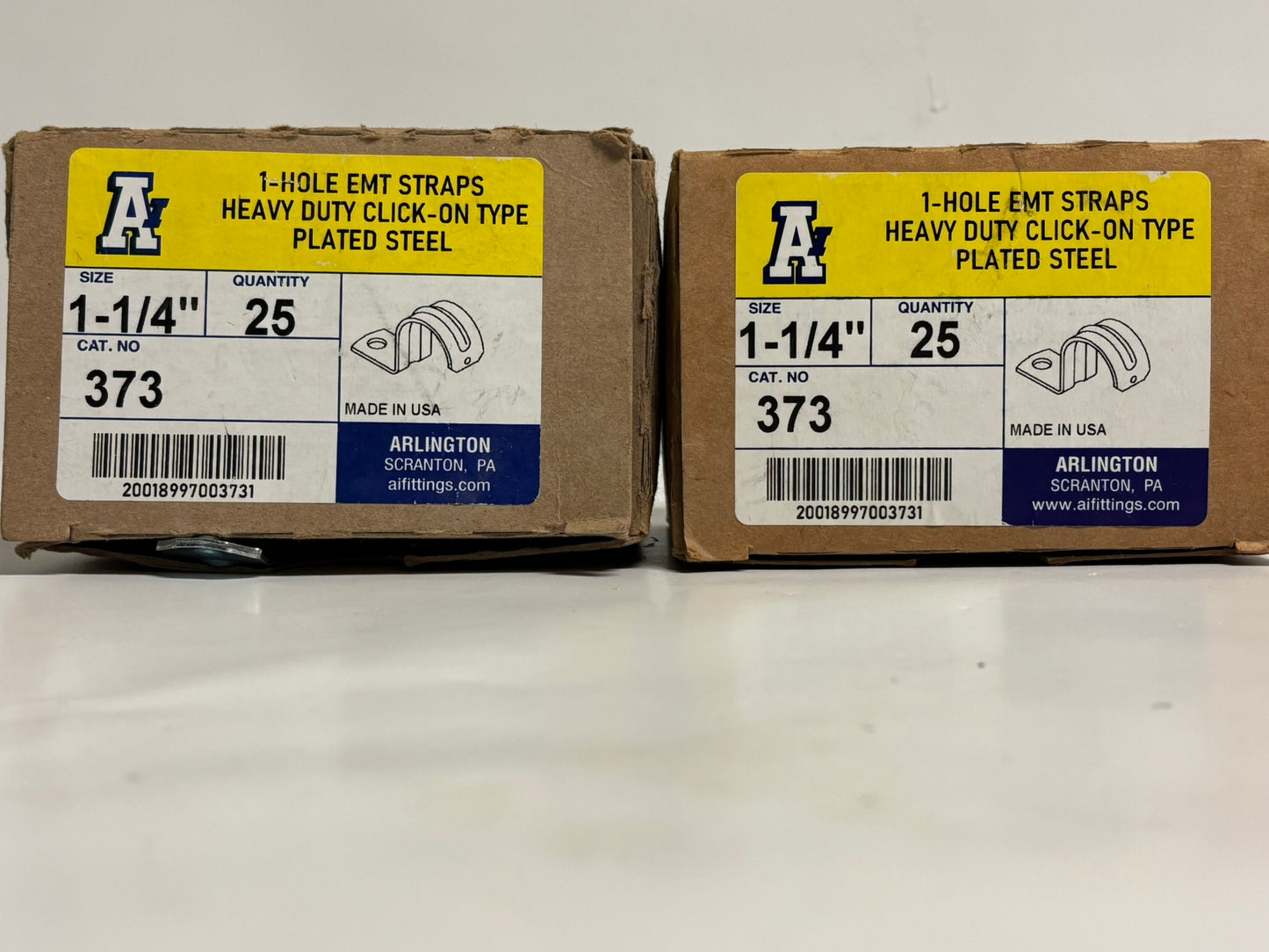 45 PK Arlington 373 Heavy-Duty 1-1/4" EMT Strap, Click-On Steel Type
