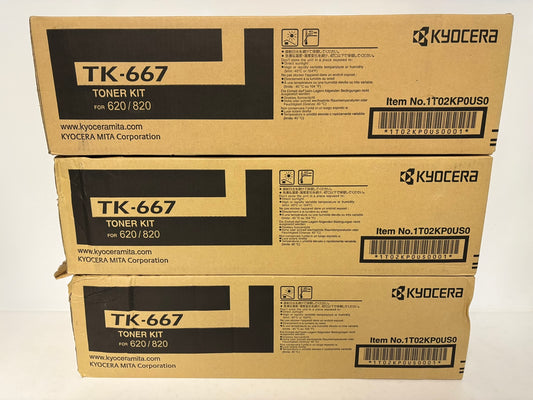 3 OEM Kyocera TASKalfa 620,820 Black Toner Cartridge TK-667  1T02KP0US0