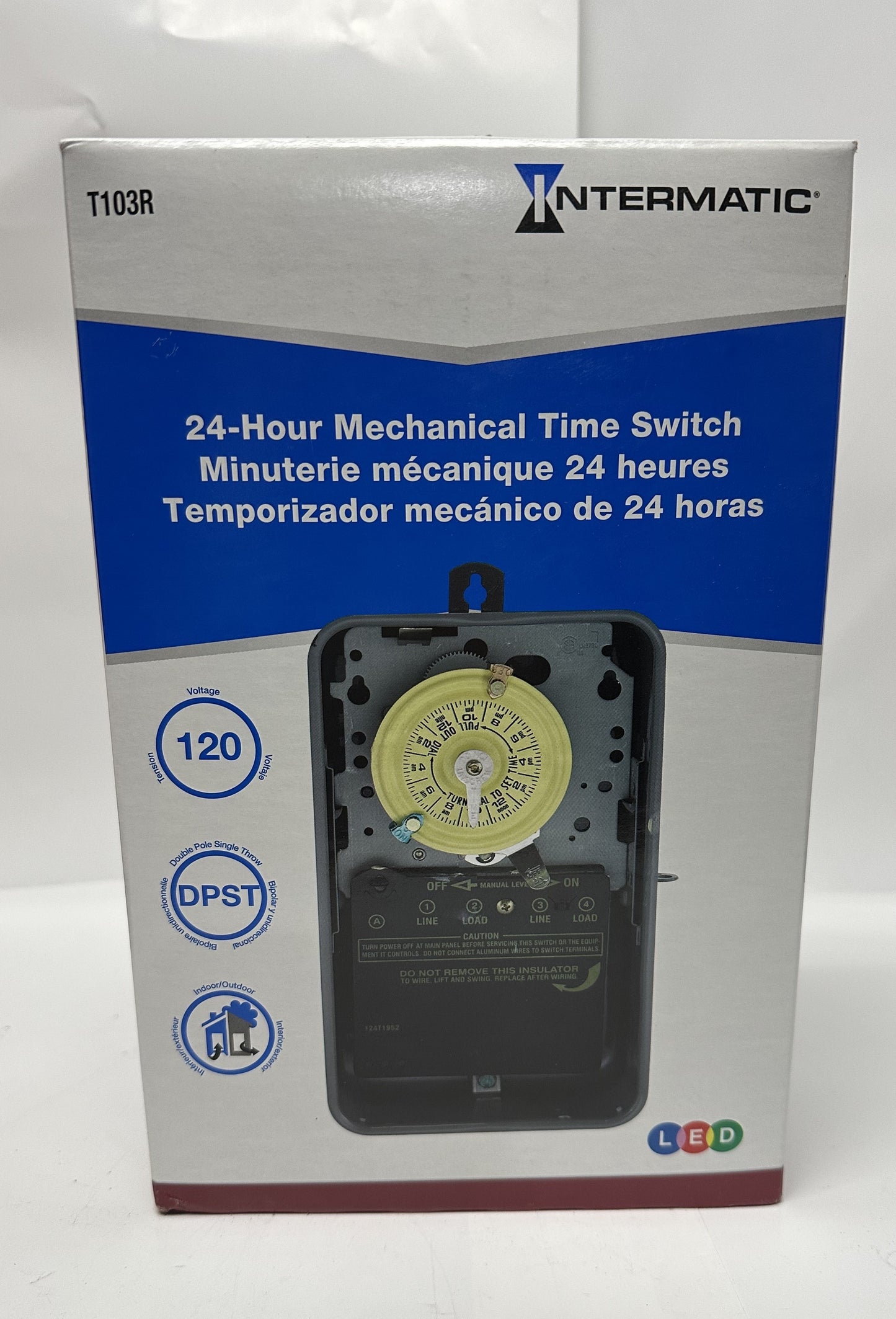 Intermatic 24-Hour Mechanical Time Switch, (T103R) 120 VAC, 60Hz, DPST