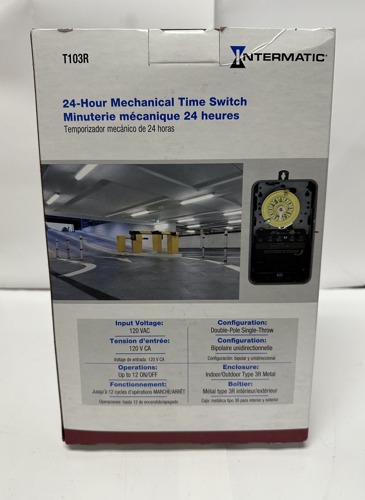 Intermatic 24-Hour Mechanical Time Switch, (T103R) 120 VAC, 60Hz, DPST