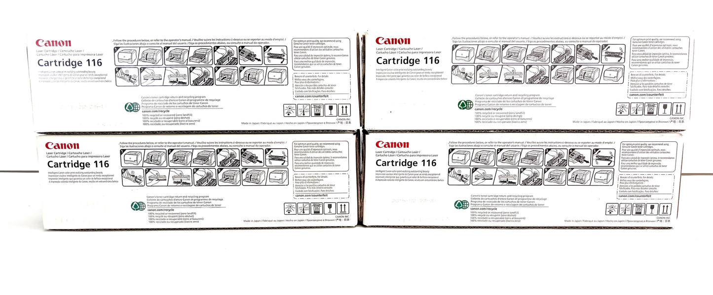 4 Genuine Canon 116 MF8030Cn Cyan Yellow & Black Toners 1977B001,1979B001,1980B001