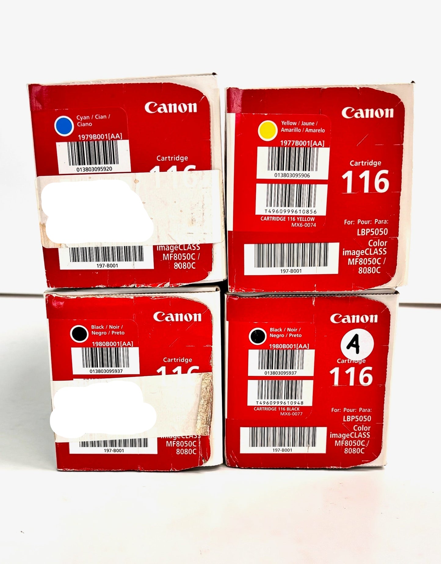 4 Genuine Canon 116 MF8030Cn Cyan Yellow & Black Toners 1977B001,1979B001,1980B001