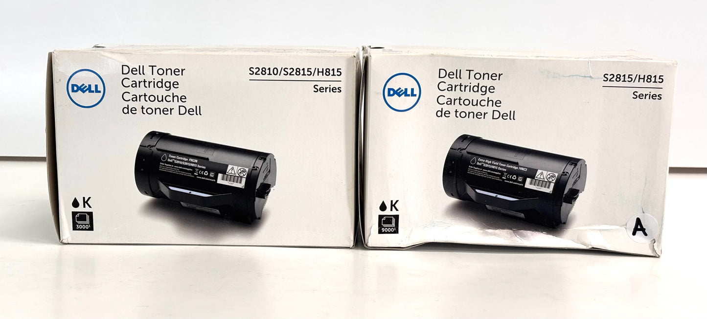 2 Genuine Dell S2815, H815 Black Toners 74NC3, F9G3N (1 Extra HY & 1 standard)