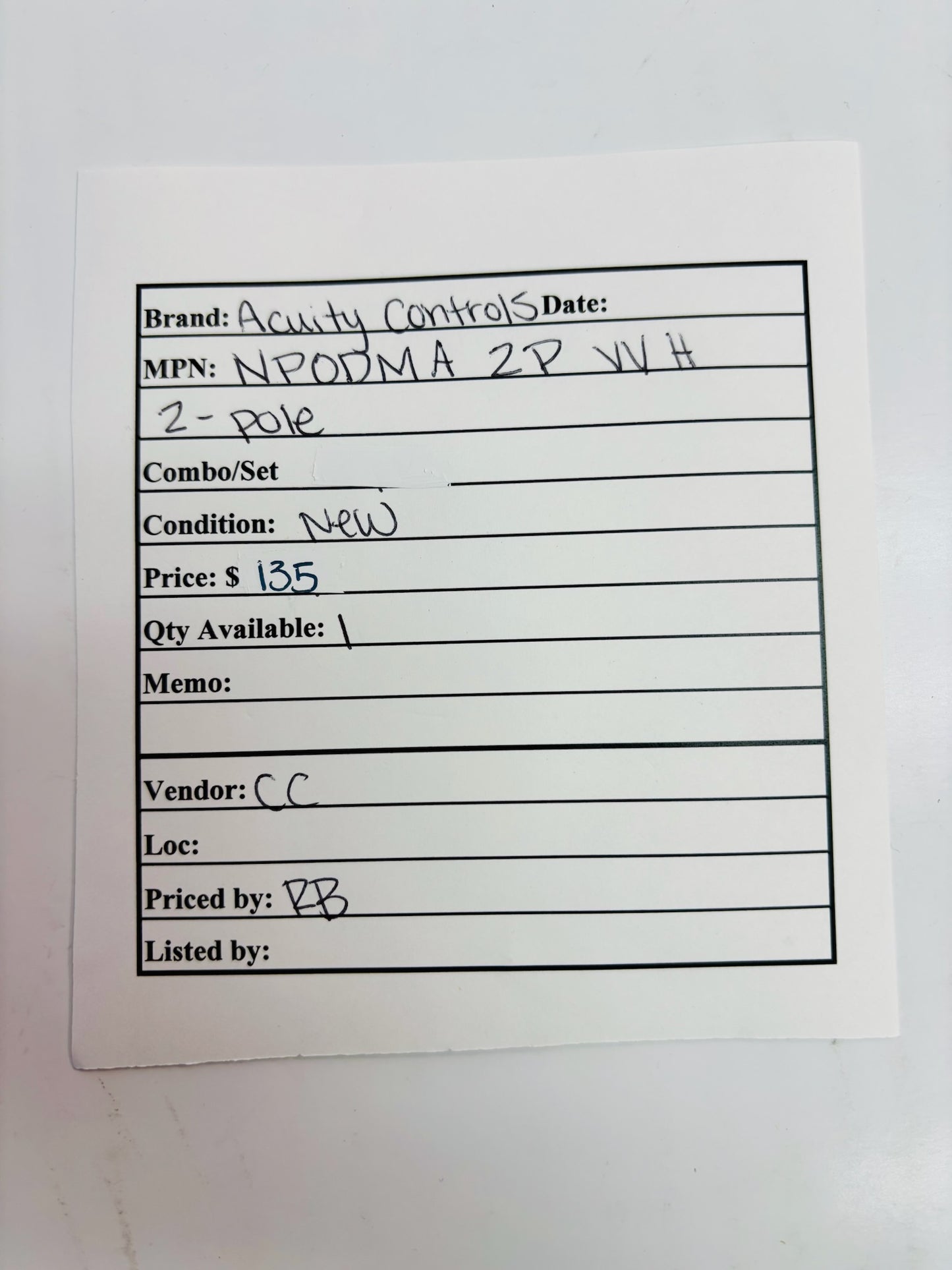 Acuity Controls NPODMA 2P DX WH 2-Pole nLight Wall Control