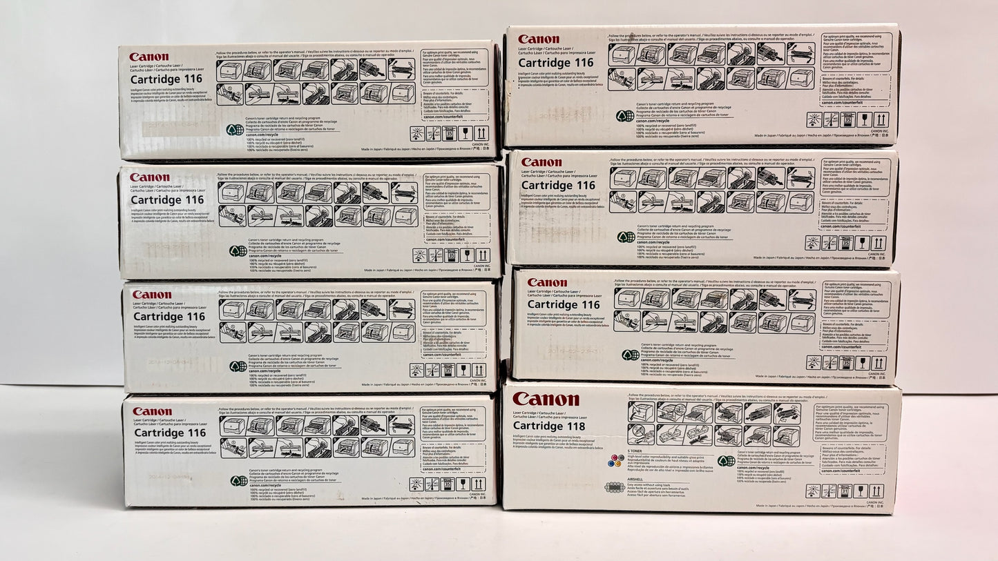8 Genuine Canon 116 MF8030Cn CMYK Standard Yield Toners 1977B001,1978,1979,1980