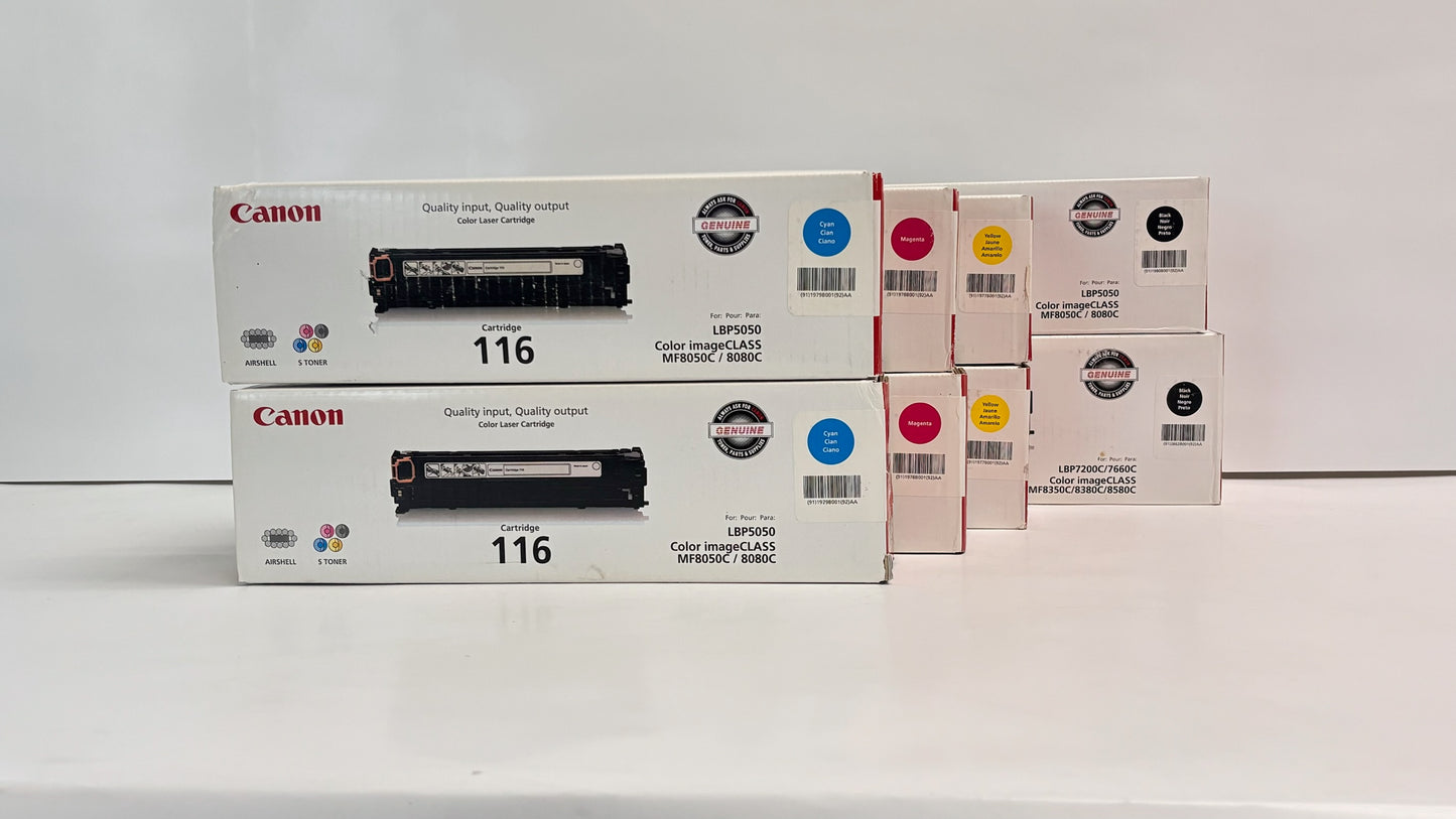8 Genuine Canon 116 MF8030Cn CMYK Standard Yield Toners 1977B001,1978,1979,1980