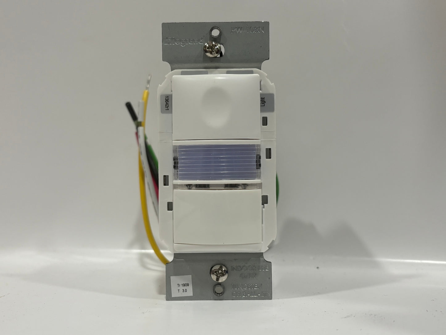 Legrand PW-103N-W PIR Multi-Way Wall Switch Sensor with Nightlight, 525 Sq Ft Coverage